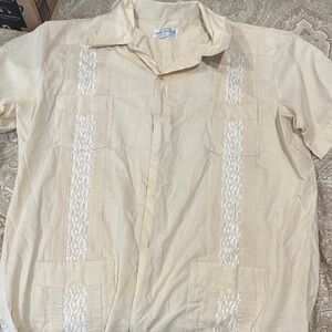 Cubavera Men's Tan Short Sleeve Button Down Shirt vintage